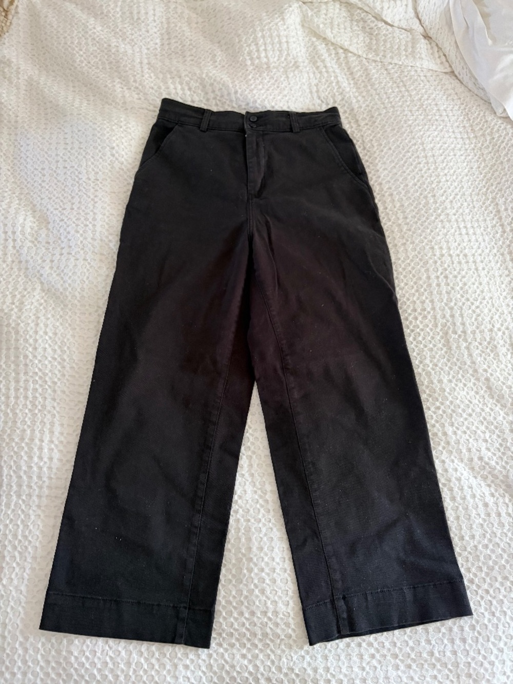 Everlane Organic Cotton Wide Leg Cropped Pants Black Size 12
